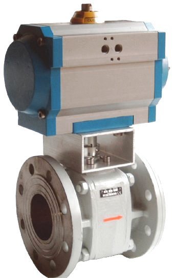 Art. 400G+DA/SR: Granulat Kugelhahn aus GG-25 mit pneum. Stellantrieb DA/SR